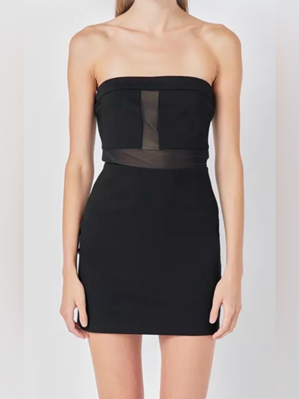 Black Mini Mesh Front Dress by Grey Lab